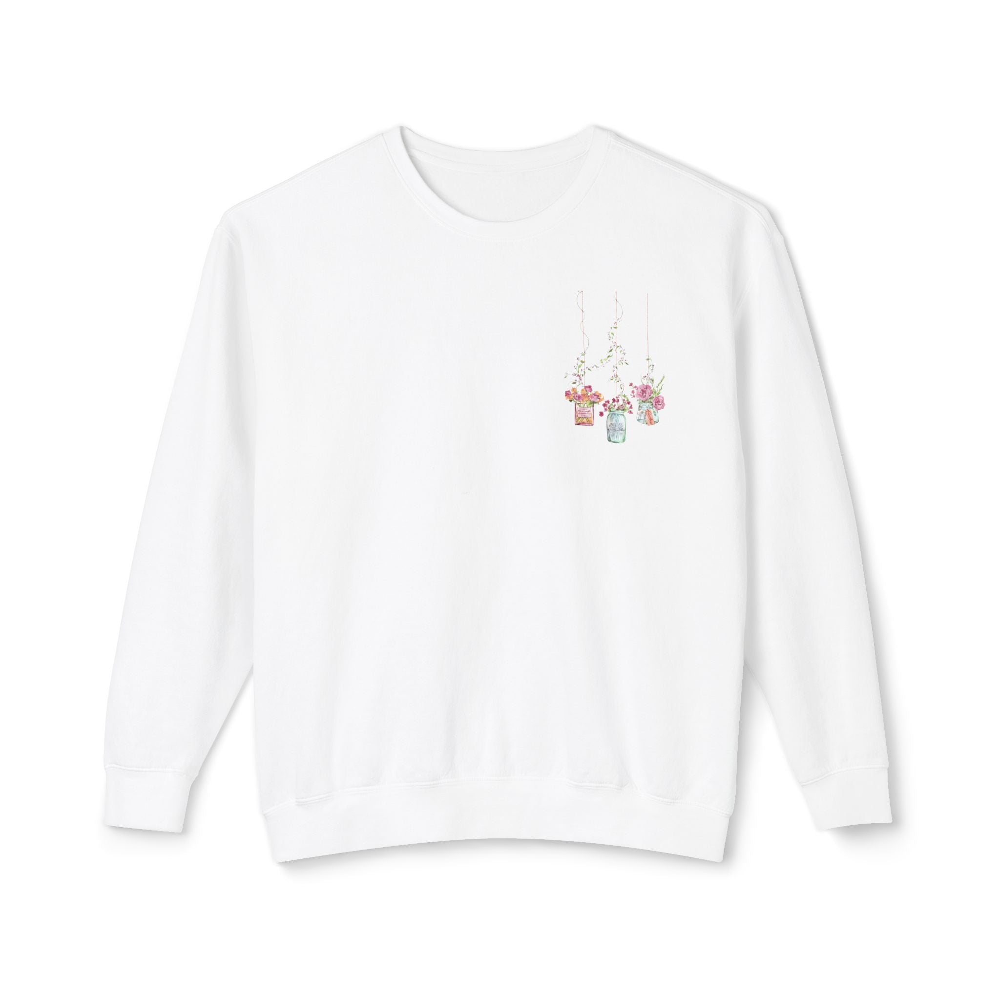 Hanging Mason Jar Floral Sweatshirt — Watercolor Bouquet Crewneck