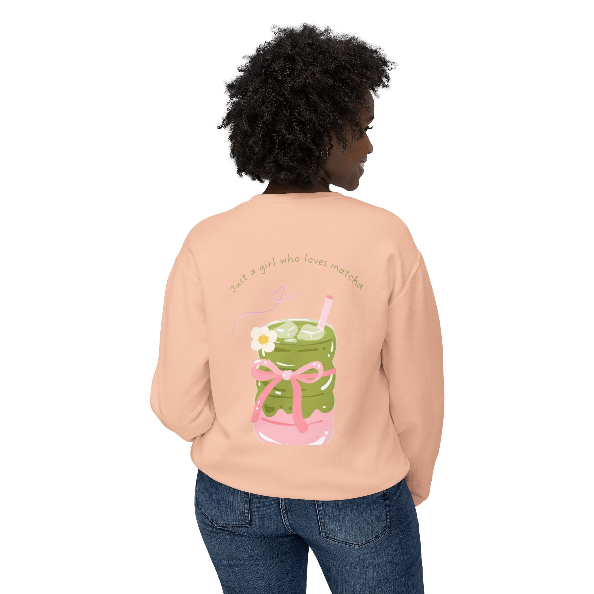 Matcha Girl Crewneck Sweatshirt — Cute Green Tea Graphic Pullover
