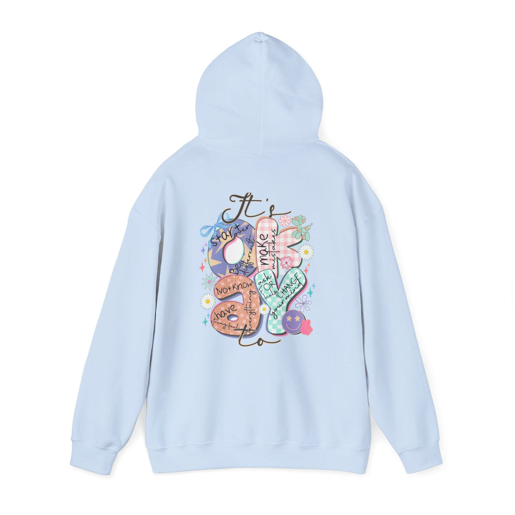 Positive Vibes Hoodie — Colorful Self-Care Graphic Sweatshirt (Be Kind, Breathe)