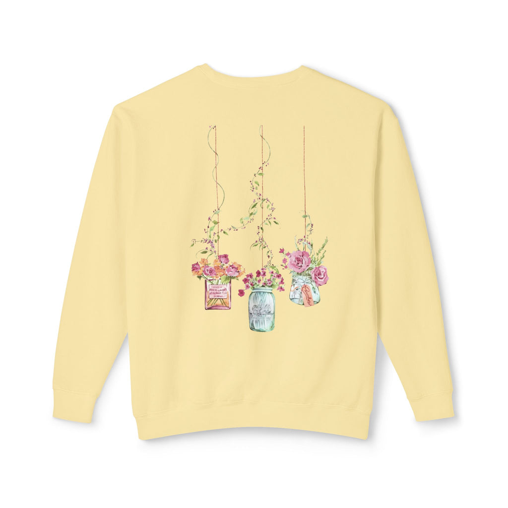 Hanging Mason Jar Floral Sweatshirt — Watercolor Bouquet Crewneck