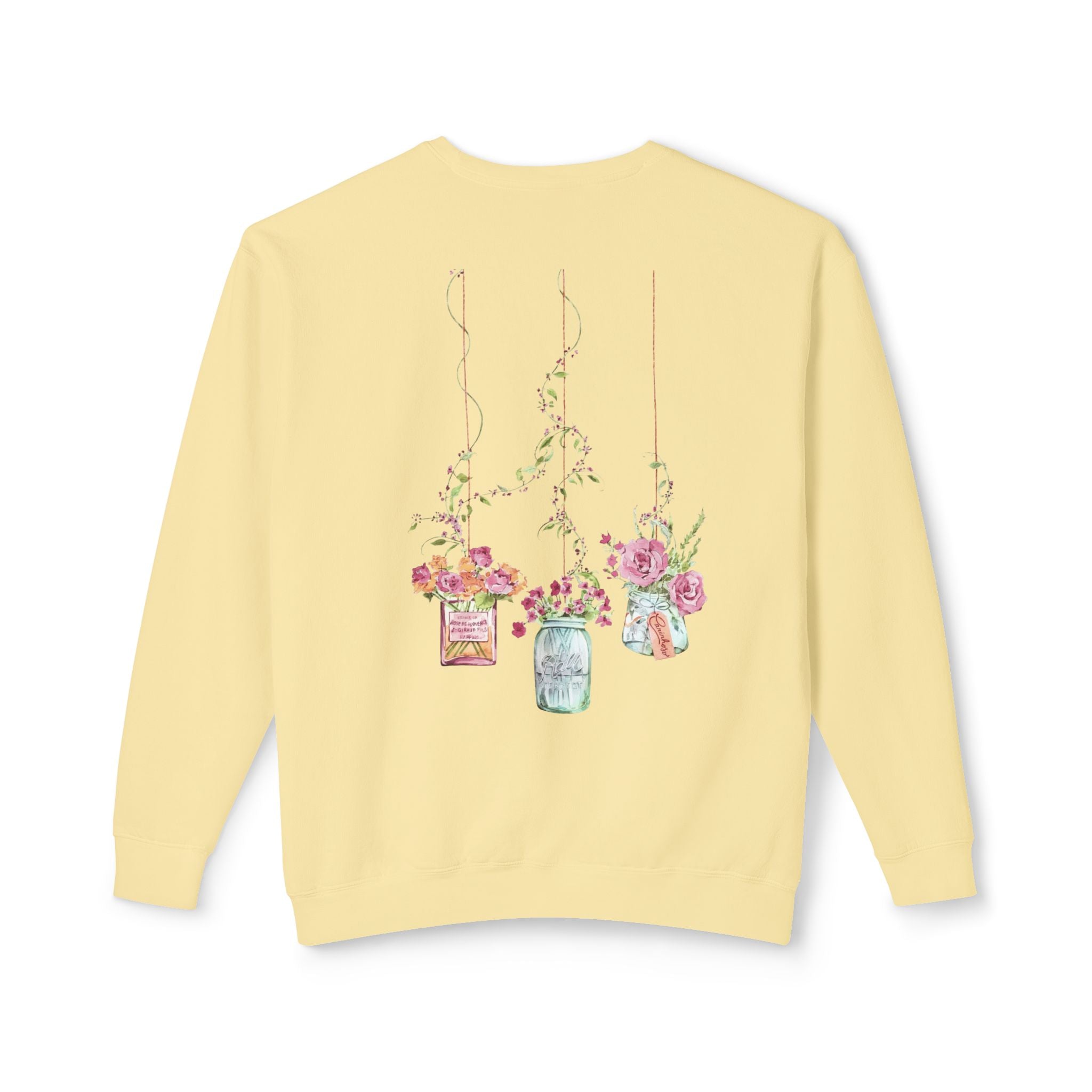 Hanging Mason Jar Floral Sweatshirt — Watercolor Bouquet Crewneck