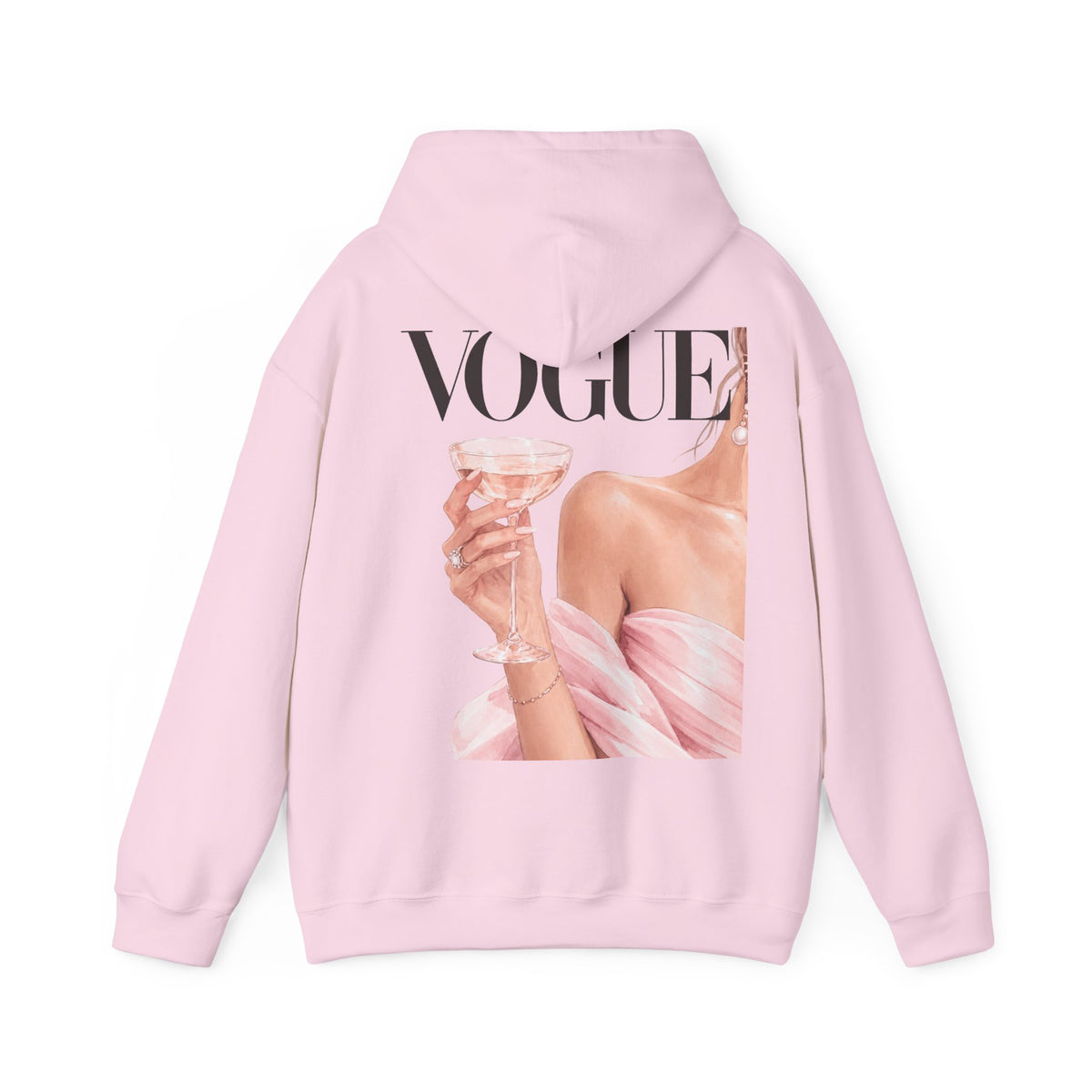 Vogue Pink Butterfly Hoodie — Fashion Magazine Graphic Sweatshirt