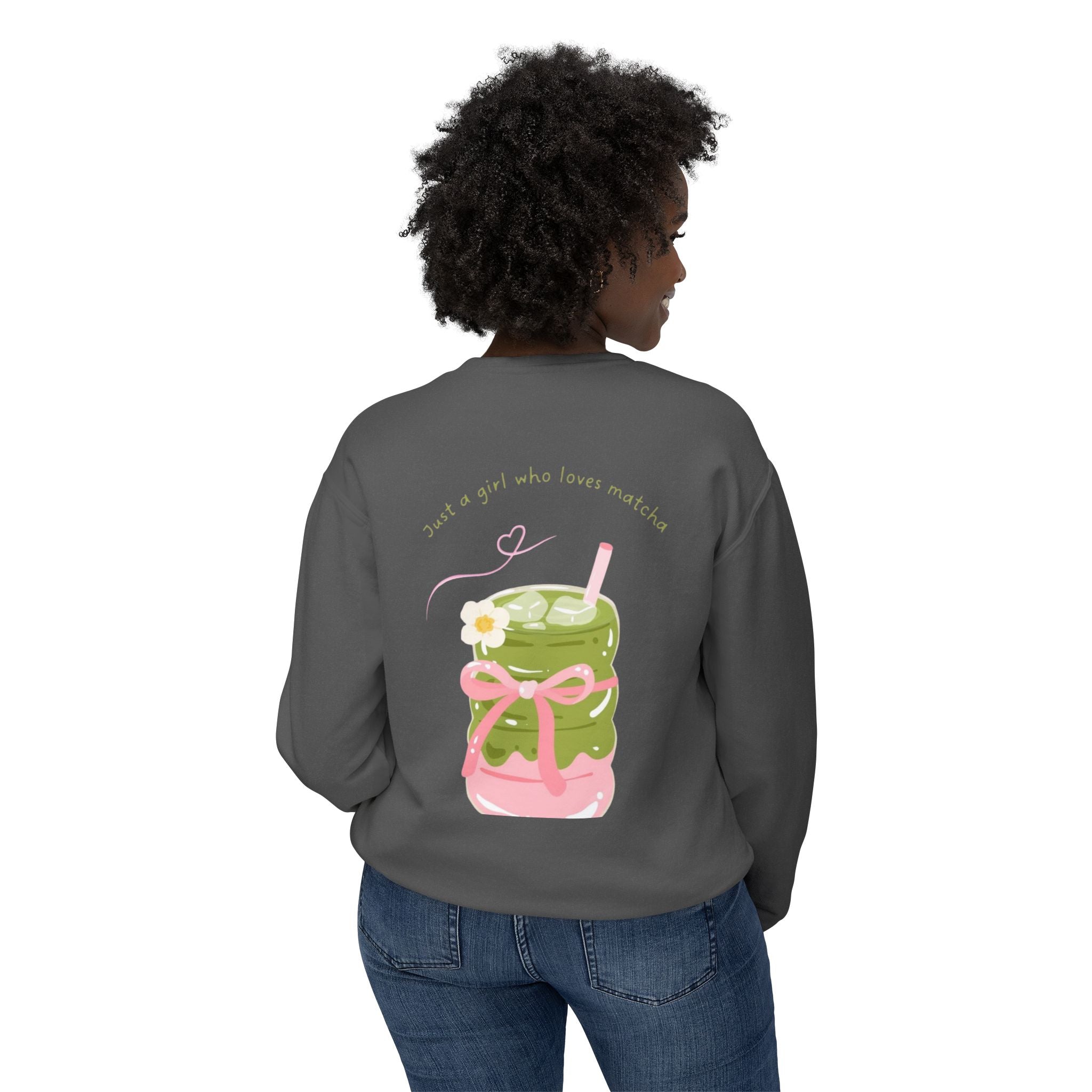 Matcha Girl Crewneck Sweatshirt — Cute Green Tea Graphic Pullover