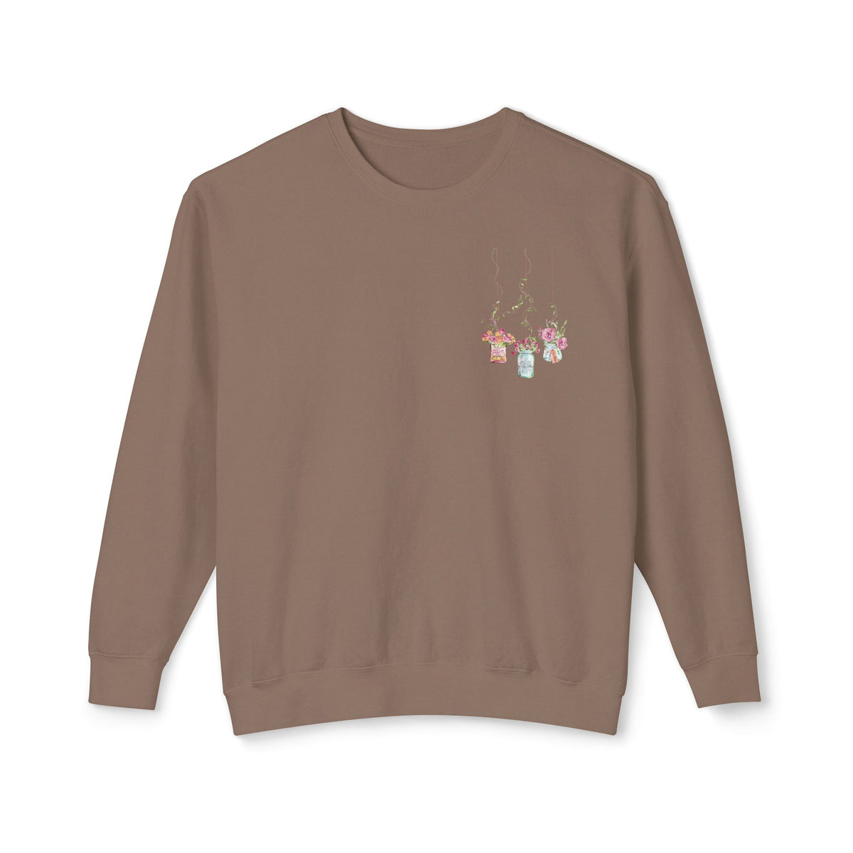 Hanging Mason Jar Floral Sweatshirt — Watercolor Bouquet Crewneck