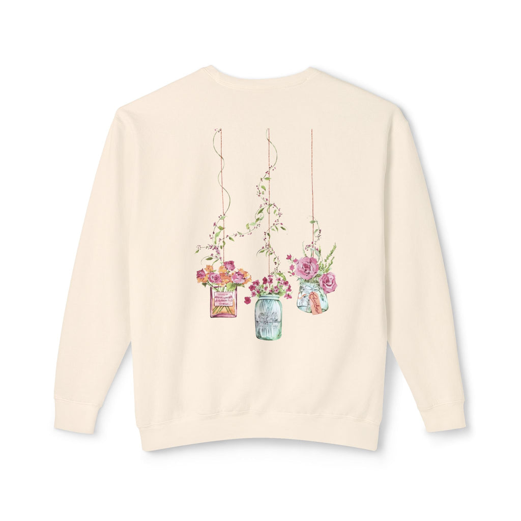 Hanging Mason Jar Floral Sweatshirt — Watercolor Bouquet Crewneck