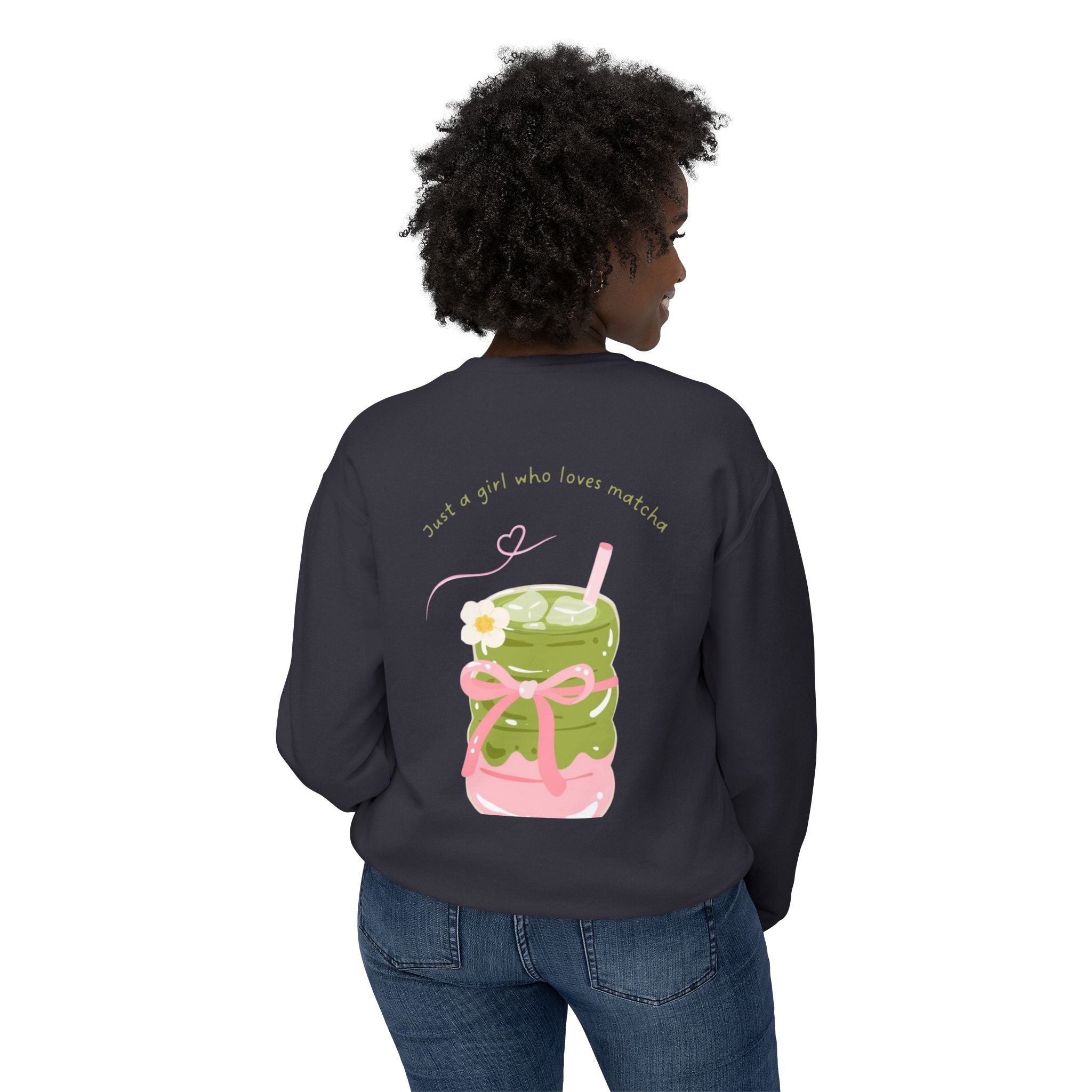 Matcha Girl Crewneck Sweatshirt — Cute Green Tea Graphic Pullover