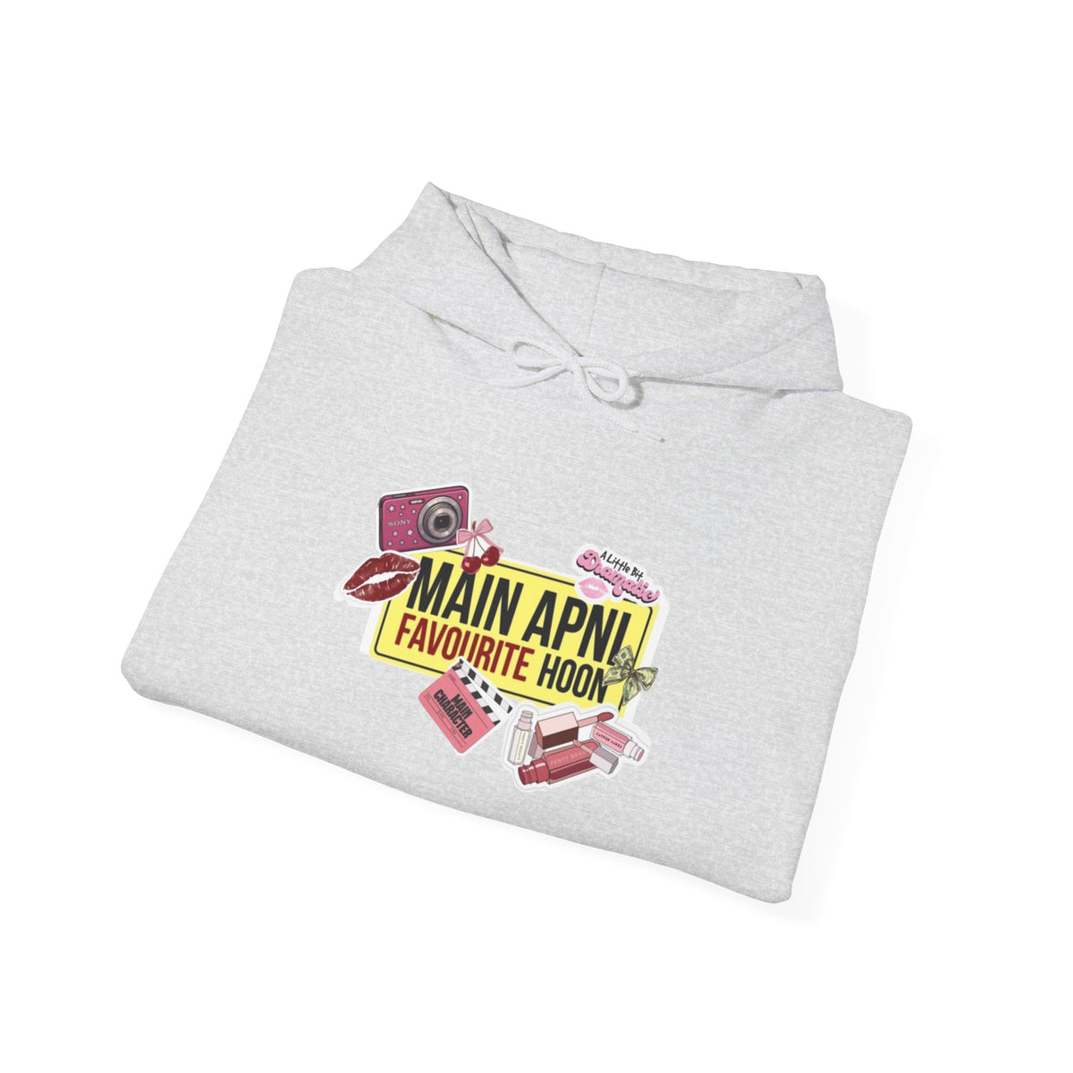 Pocket-Kit Hoodie — 'Main Apni Favourite Hoon' Graphic Sweatshirt