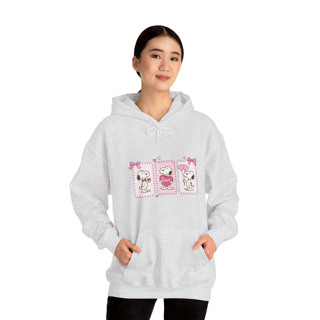 Valentine Snoopy Love Graphic Hoodie — Cute Pink Heart Pullover