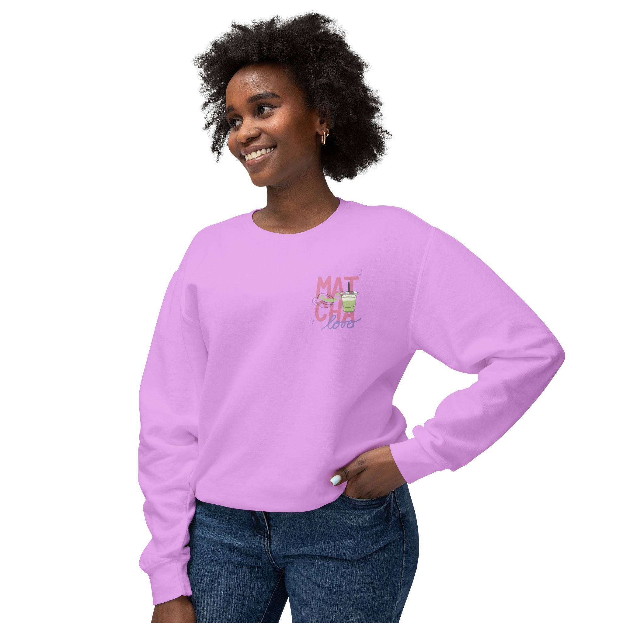 Matcha Girl Crewneck Sweatshirt — Cute Green Tea Graphic Pullover