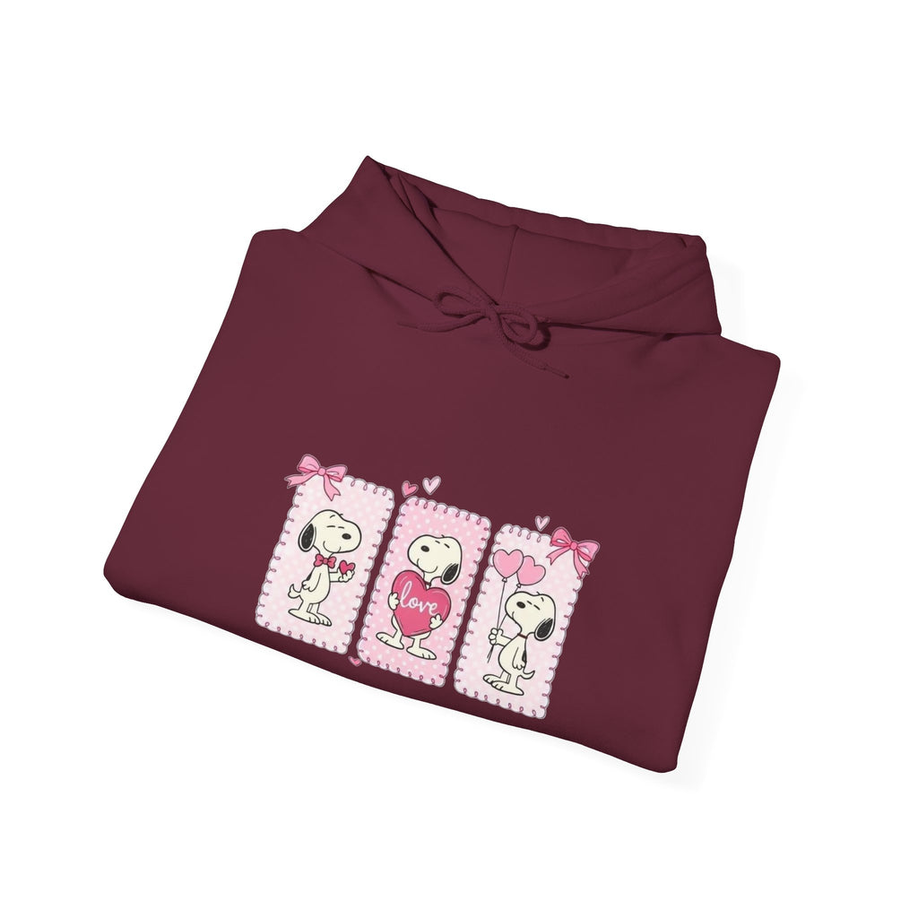 Valentine Snoopy Love Graphic Hoodie — Cute Pink Heart Pullover