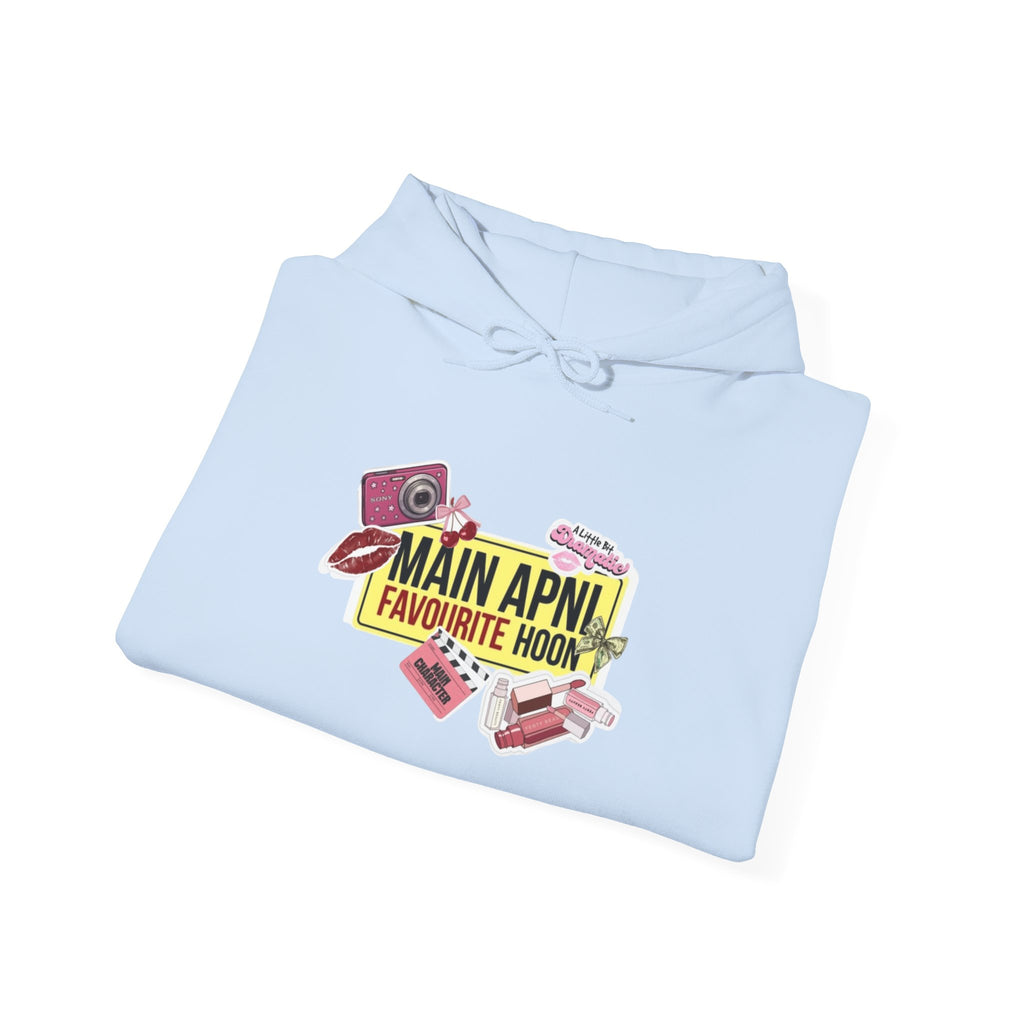Pocket-Kit Hoodie — 'Main Apni Favourite Hoon' Graphic Sweatshirt