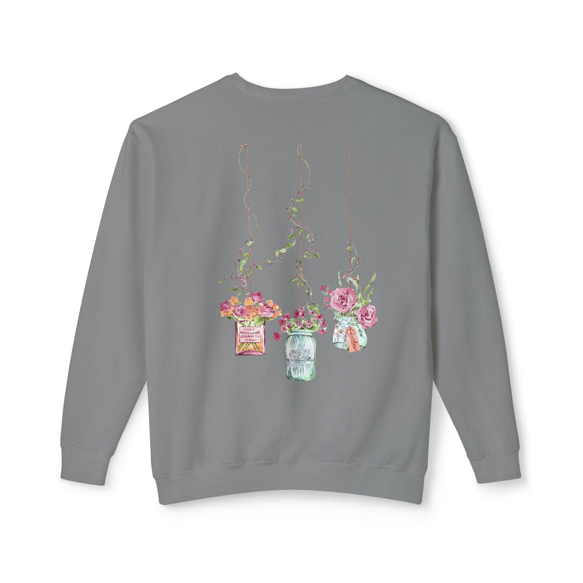 Hanging Mason Jar Floral Sweatshirt — Watercolor Bouquet Crewneck