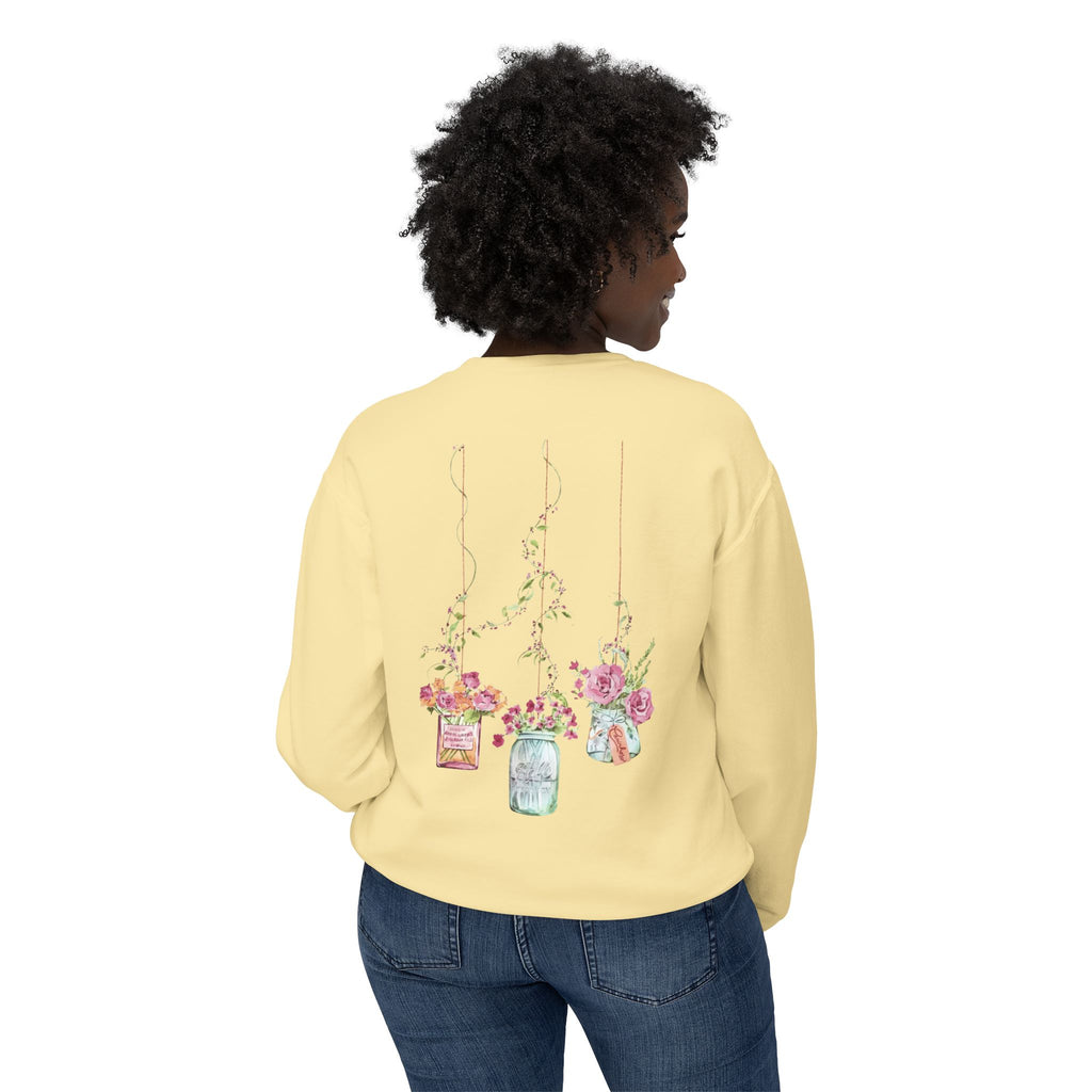 Hanging Mason Jar Floral Sweatshirt — Watercolor Bouquet Crewneck