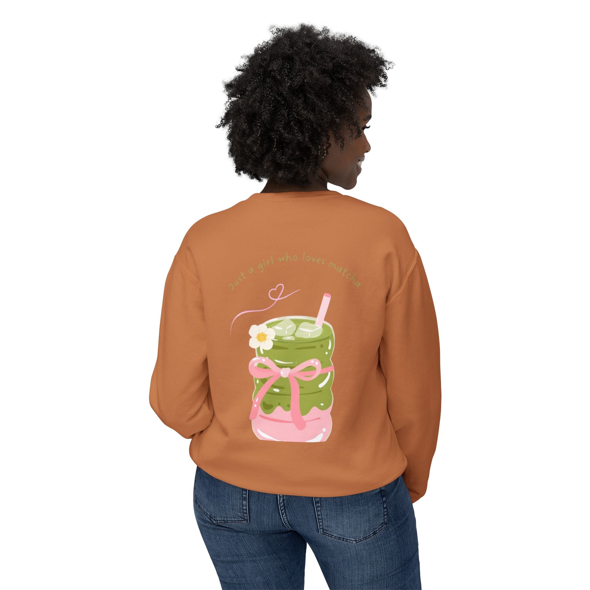 Matcha Girl Crewneck Sweatshirt — Cute Green Tea Graphic Pullover