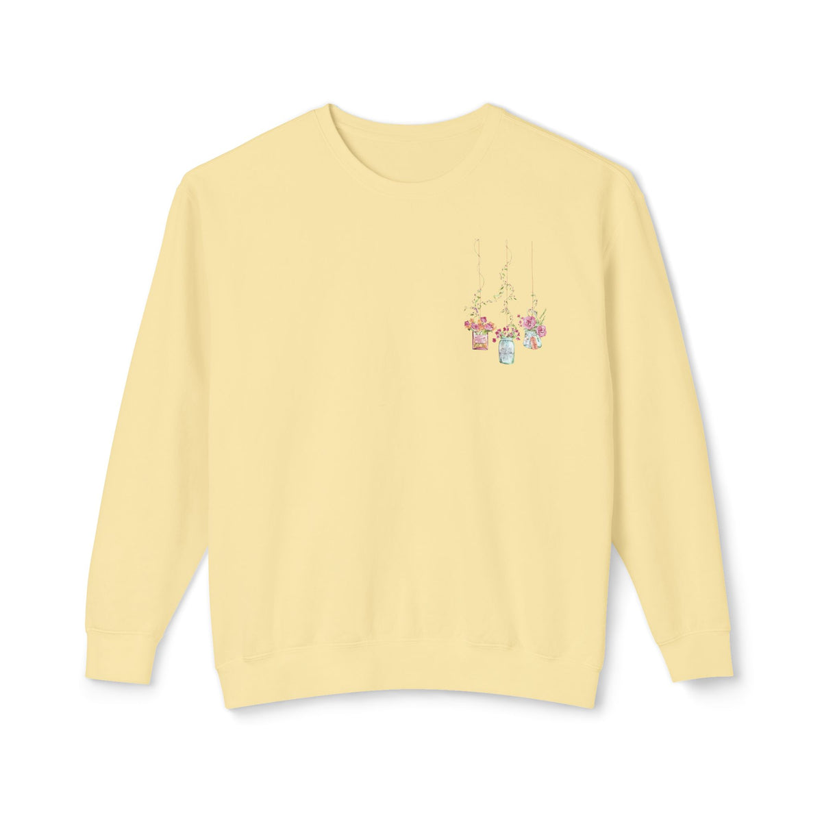 Hanging Mason Jar Floral Sweatshirt — Watercolor Bouquet Crewneck