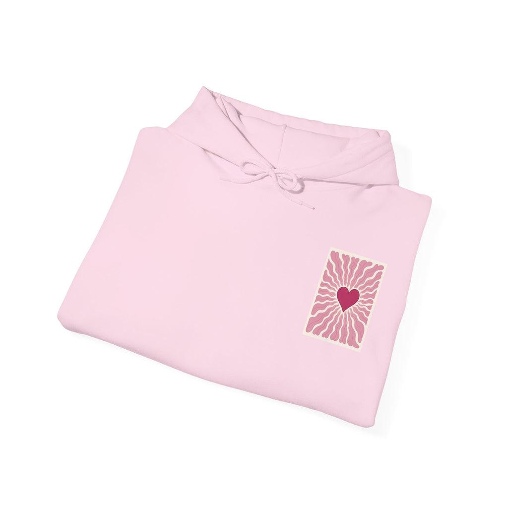 Heart Radiance Hoodie — Retro Pink Heart Sweatshirt