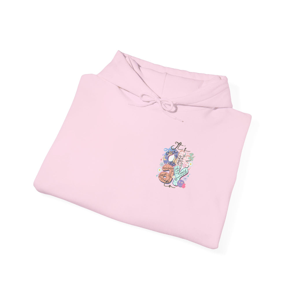 Positive Vibes Hoodie — Colorful Self-Care Graphic Sweatshirt (Be Kind, Breathe)