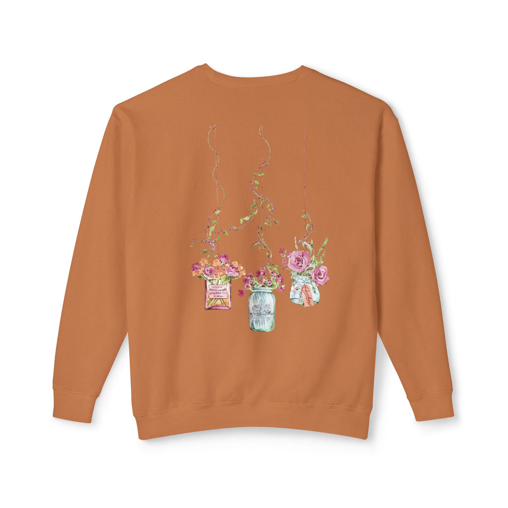 Hanging Mason Jar Floral Sweatshirt — Watercolor Bouquet Crewneck