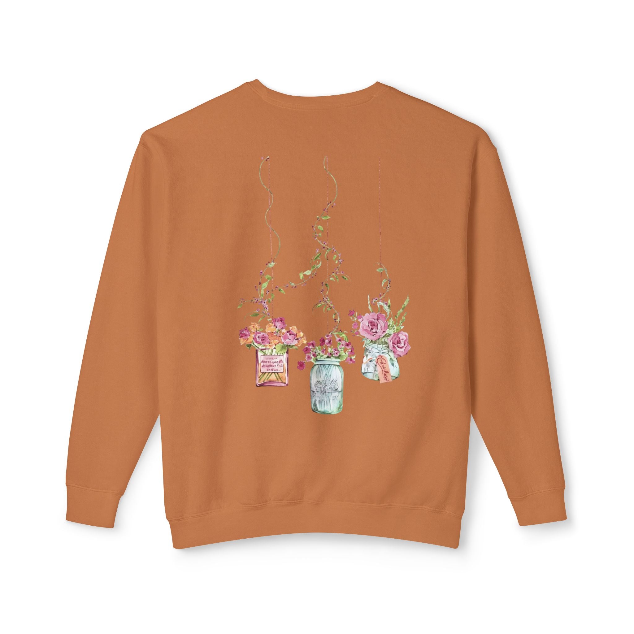 Hanging Mason Jar Floral Sweatshirt — Watercolor Bouquet Crewneck