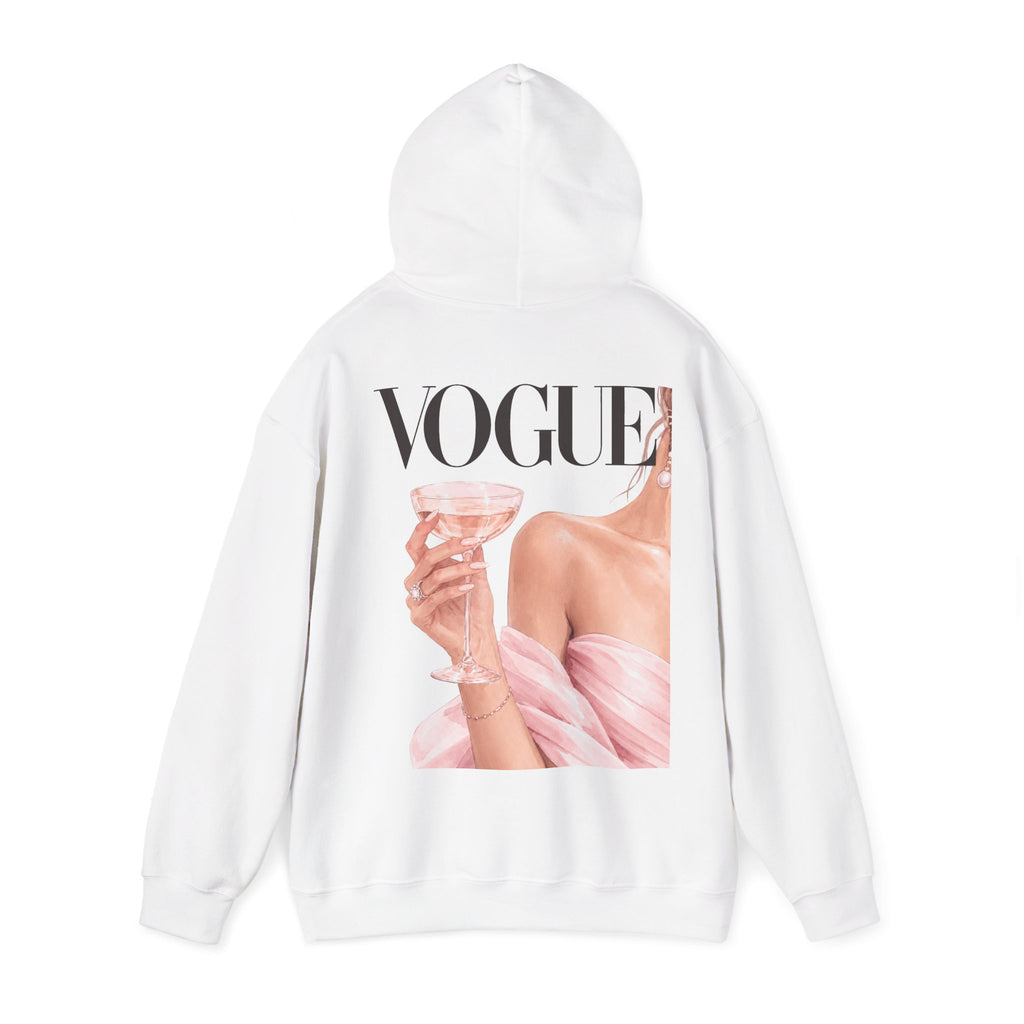 Vogue Pink Butterfly Hoodie — Fashion Magazine Graphic Sweatshirt