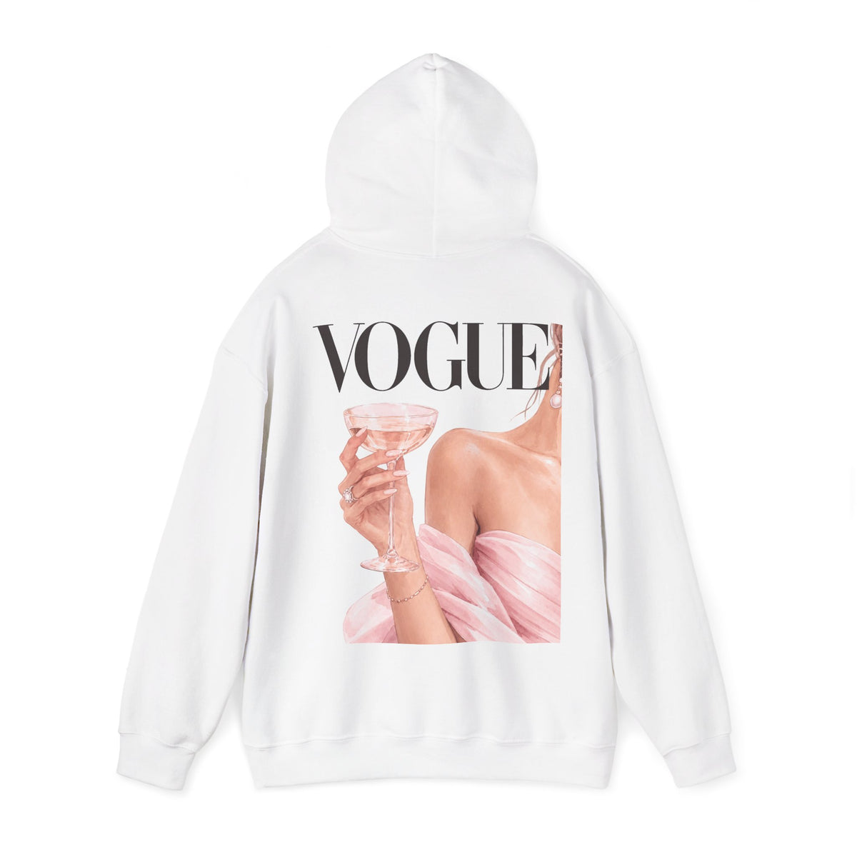 Vogue Pink Butterfly Hoodie — Fashion Magazine Graphic Sweatshirt