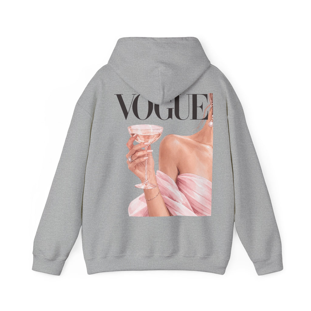 Vogue Pink Butterfly Hoodie — Fashion Magazine Graphic Sweatshirt