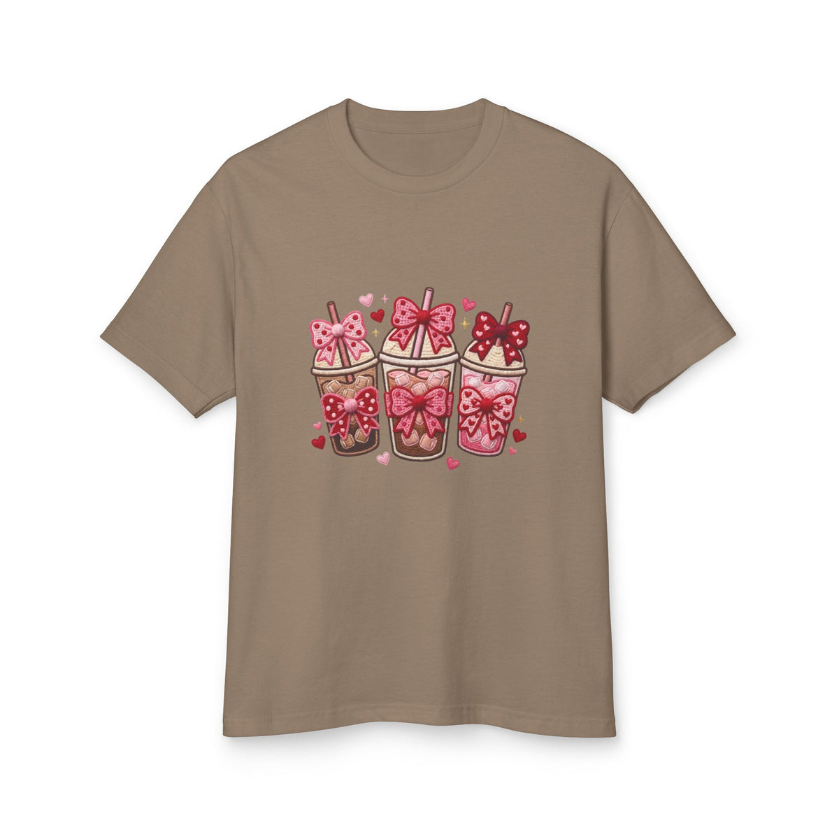 Valentine Coffee Cups Tee — Cute Pink Gift Cup Graphic Shirt