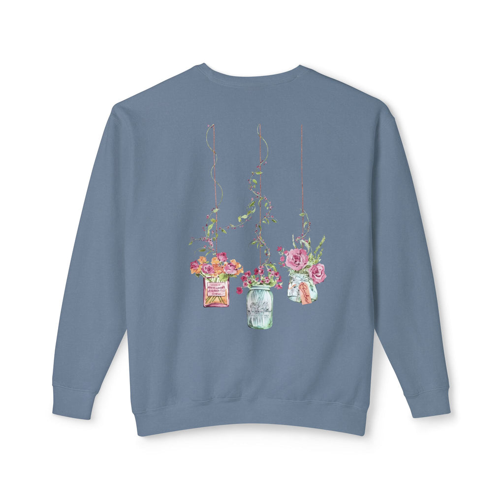 Hanging Mason Jar Floral Sweatshirt — Watercolor Bouquet Crewneck