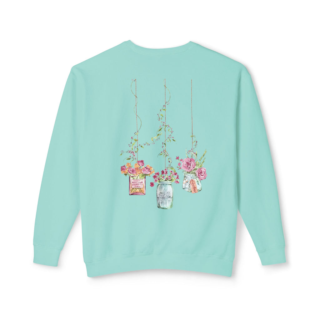 Hanging Mason Jar Floral Sweatshirt — Watercolor Bouquet Crewneck