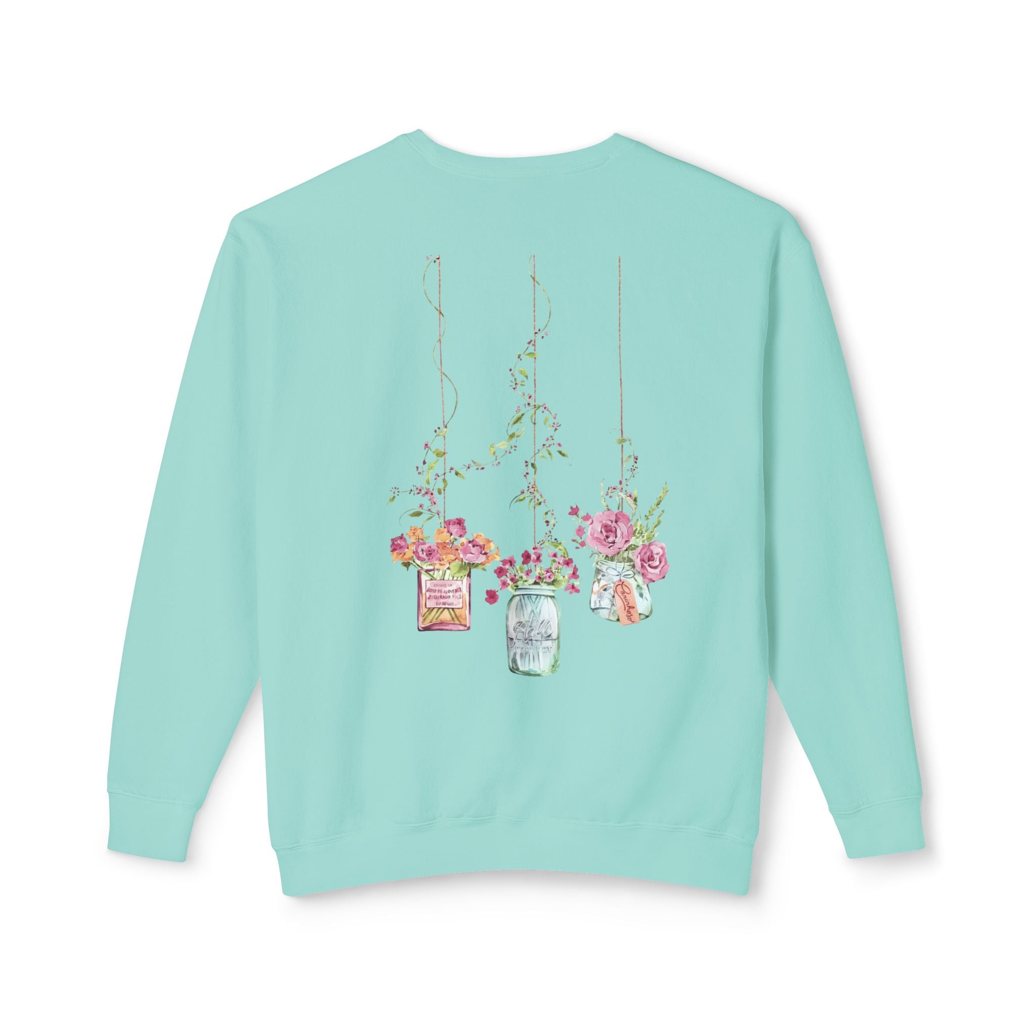 Hanging Mason Jar Floral Sweatshirt — Watercolor Bouquet Crewneck