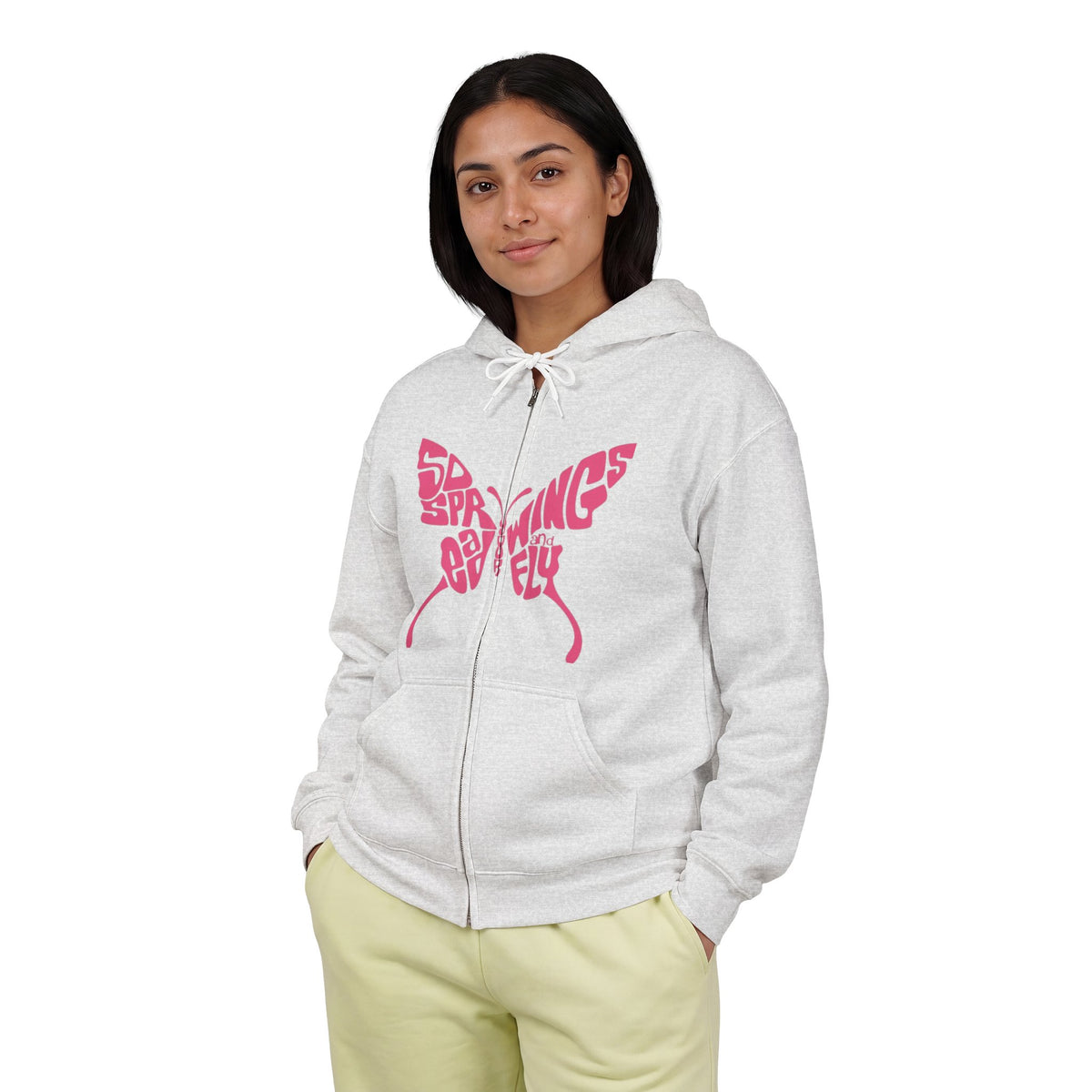 Butterfly Hope Zip Hoodie – "Live for the Hope of It All" Pink Graphic