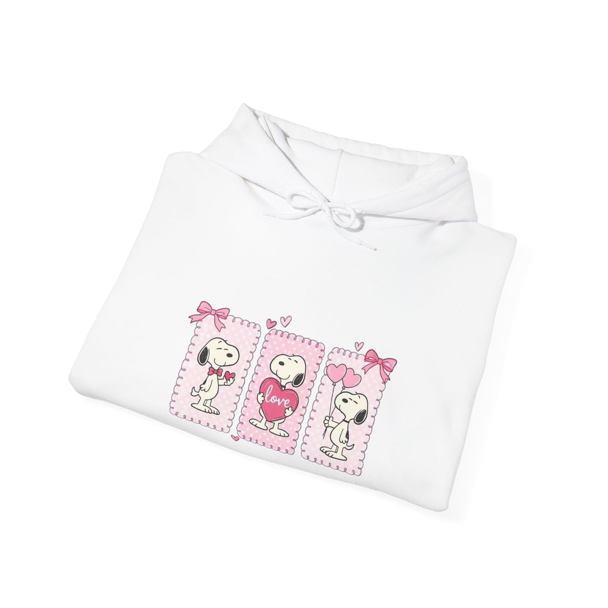 Valentine Snoopy Love Graphic Hoodie — Cute Pink Heart Pullover