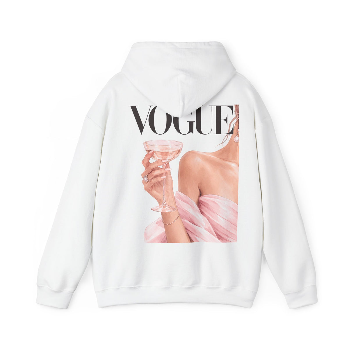 Vogue Pink Butterfly Hoodie — Fashion Magazine Graphic Sweatshirt