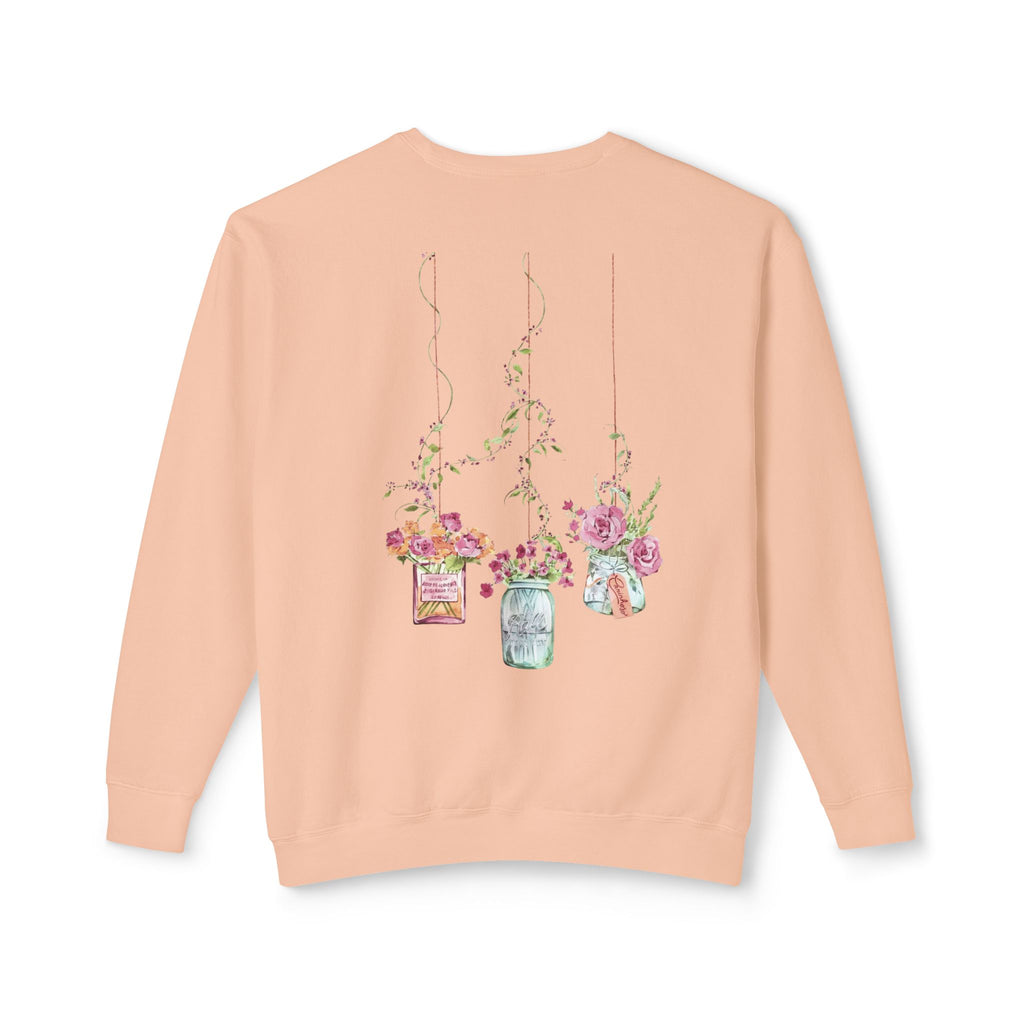 Hanging Mason Jar Floral Sweatshirt — Watercolor Bouquet Crewneck