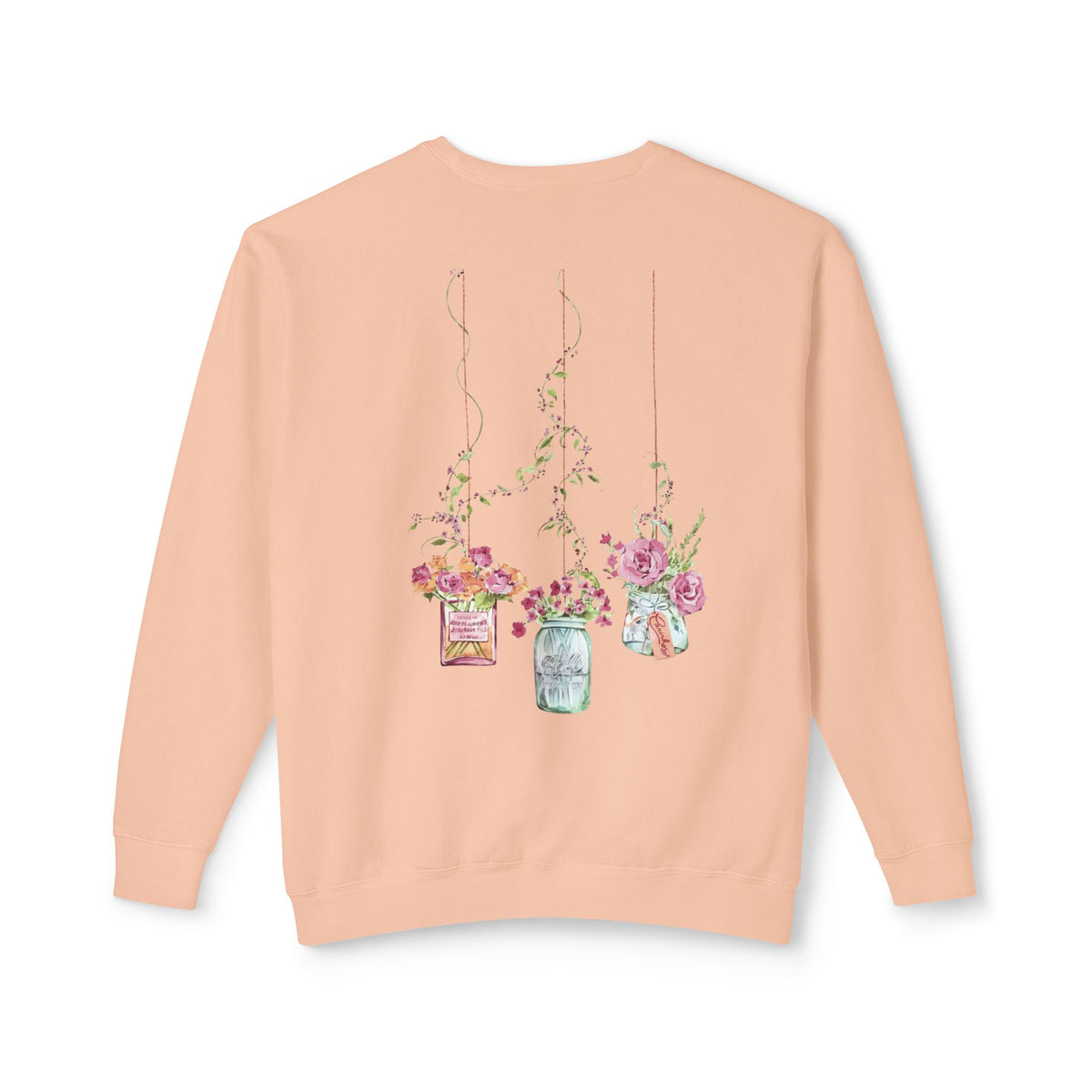 Hanging Mason Jar Floral Sweatshirt — Watercolor Bouquet Crewneck