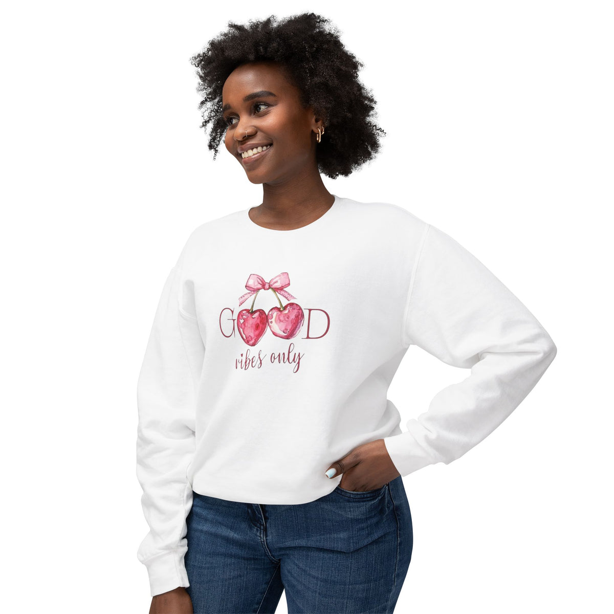 Strawberry “Good Vibes Only” Crewneck Sweatshirt
