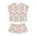 Women's Short Pajama Set — Pastel Summer Postcard Print