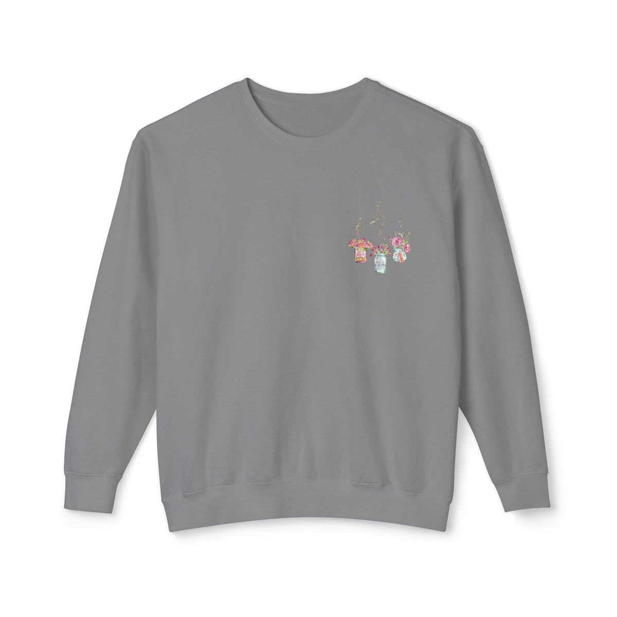 Hanging Mason Jar Floral Sweatshirt — Watercolor Bouquet Crewneck