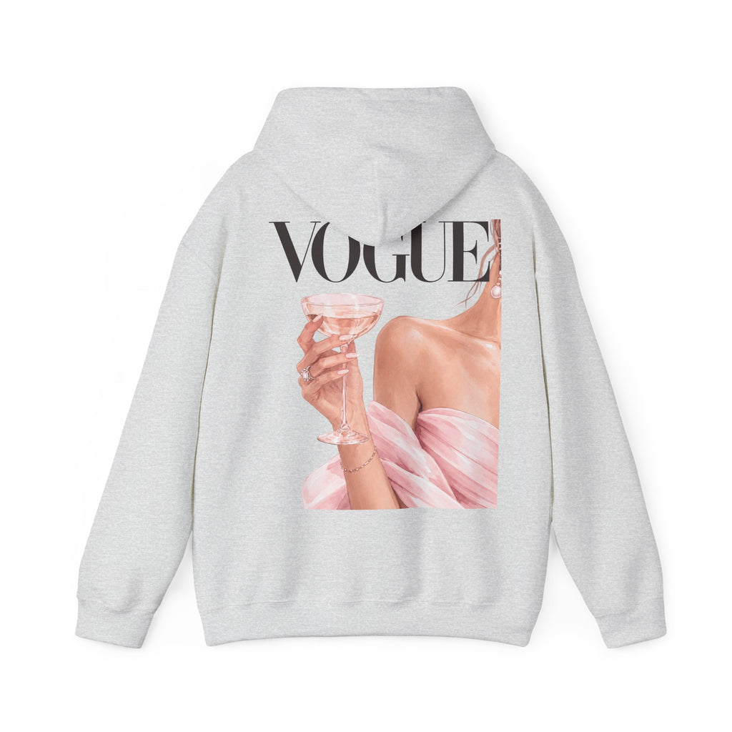 Vogue Pink Butterfly Hoodie — Fashion Magazine Graphic Sweatshirt