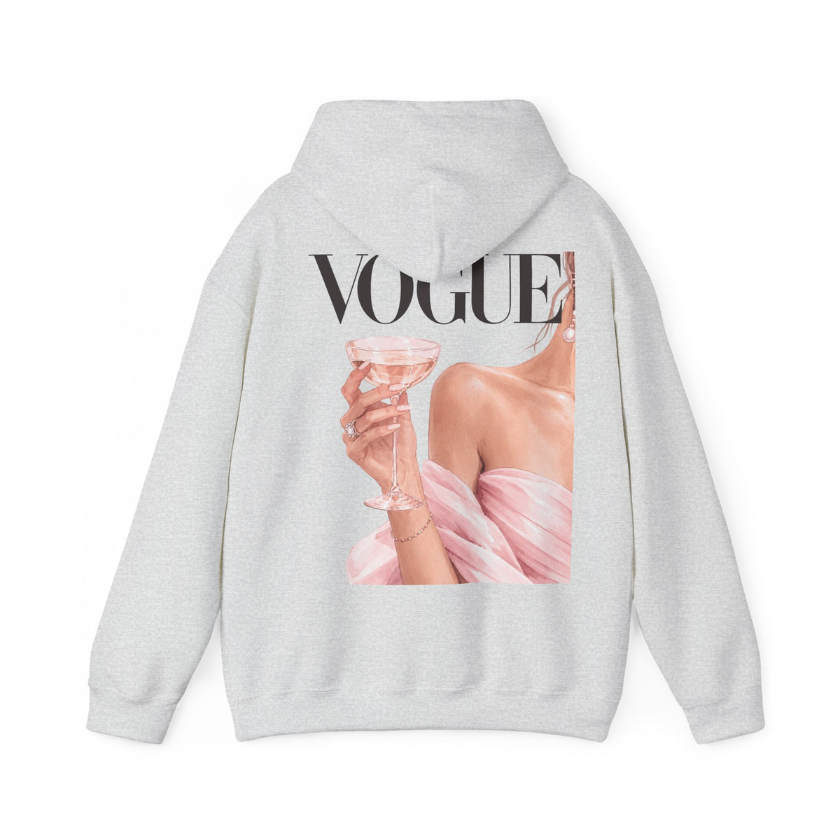 Vogue Pink Butterfly Hoodie — Fashion Magazine Graphic Sweatshirt