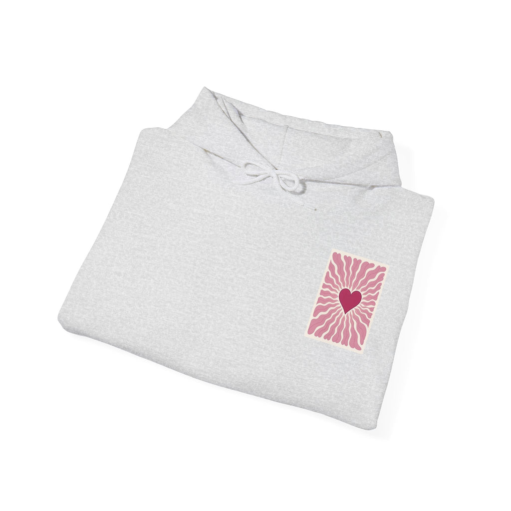 Heart Radiance Hoodie — Retro Pink Heart Sweatshirt