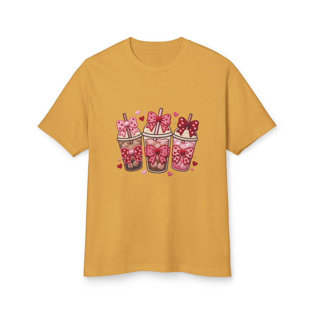 Valentine Coffee Cups Tee — Cute Pink Gift Cup Graphic Shirt