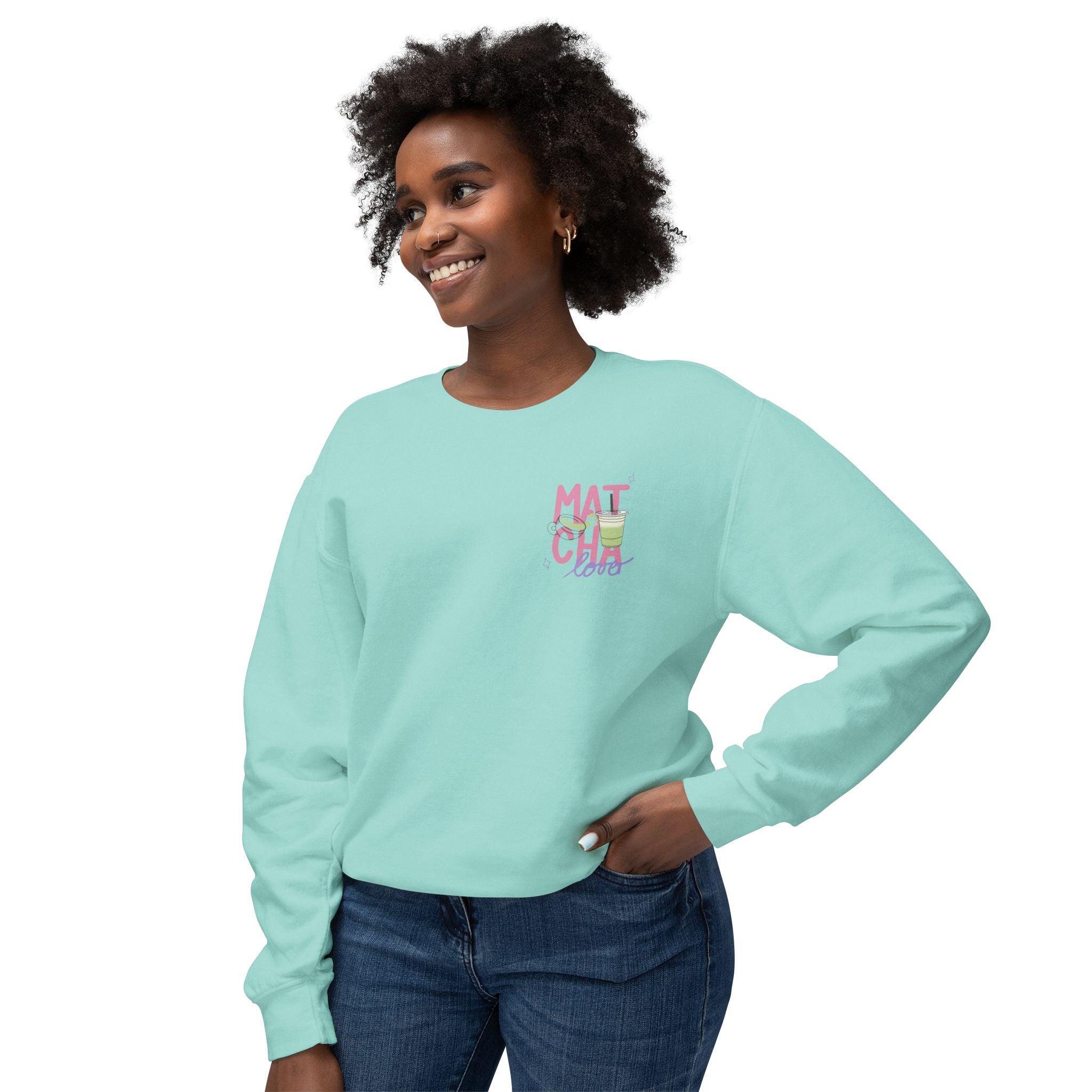 Matcha Girl Crewneck Sweatshirt — Cute Green Tea Graphic Pullover