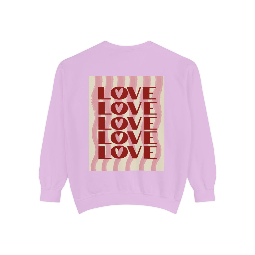 Love Pattern Sweatshirt — Retro Stacked "LOVE" Graphic
