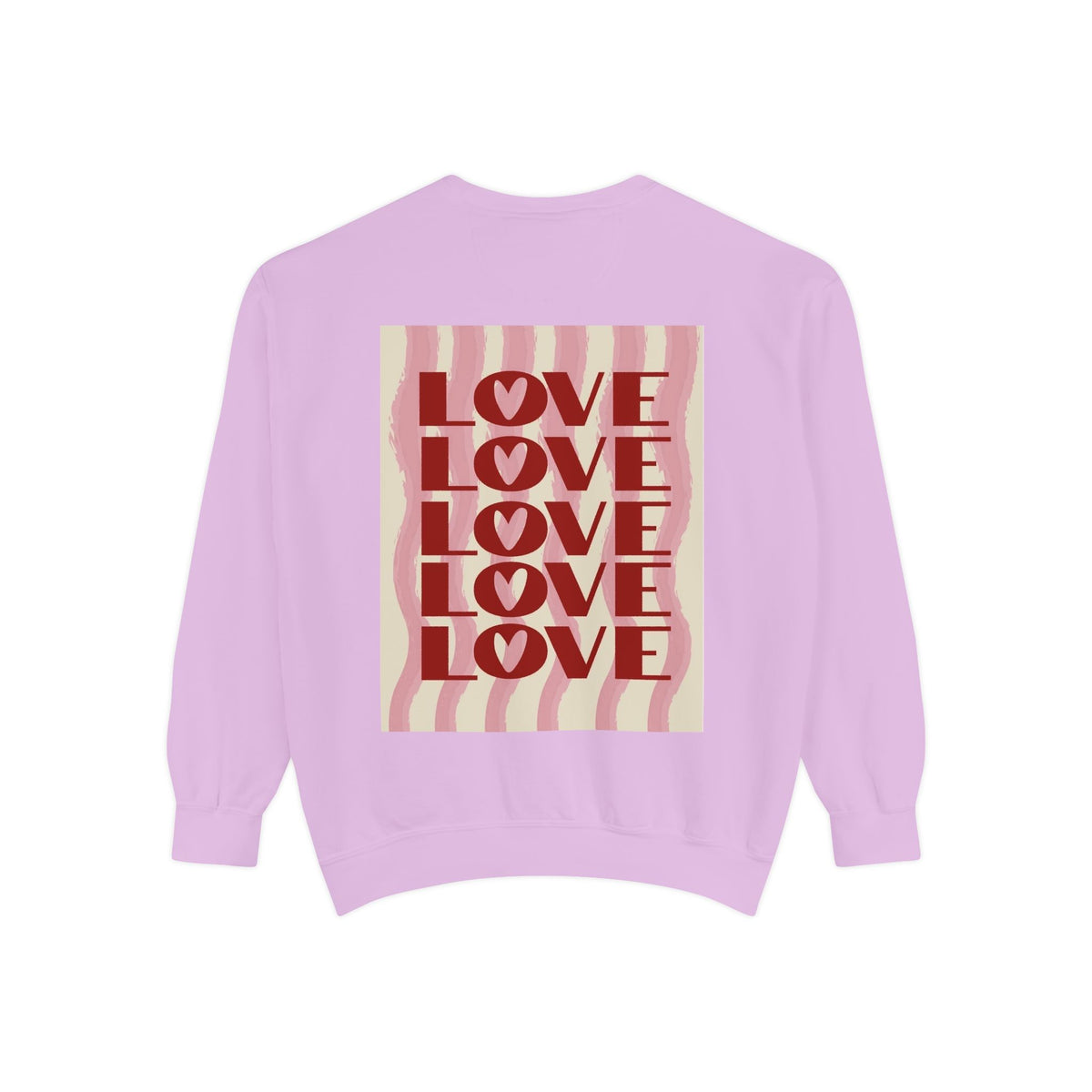Love Pattern Sweatshirt — Retro Stacked "LOVE" Graphic