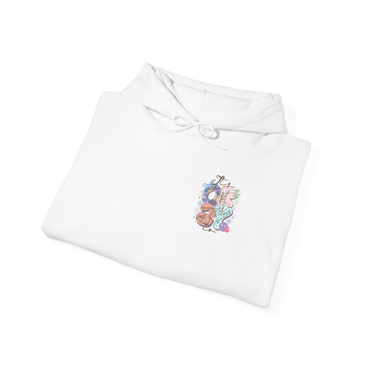 Positive Vibes Hoodie — Colorful Self-Care Graphic Sweatshirt (Be Kind, Breathe)