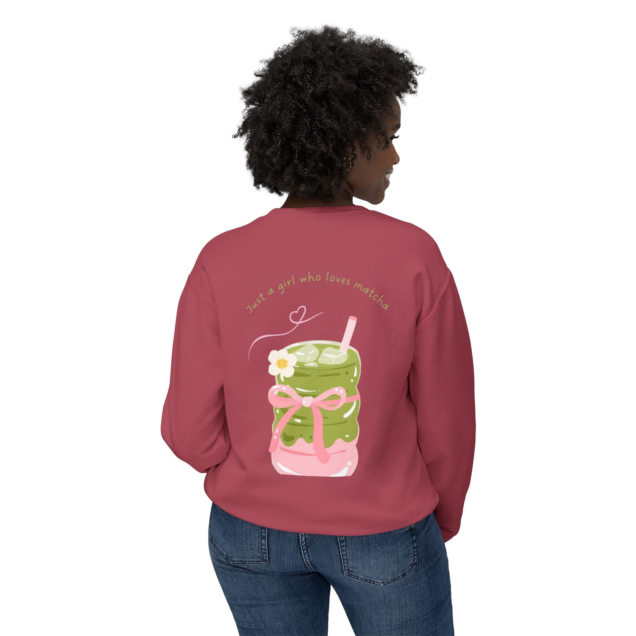 Matcha Girl Crewneck Sweatshirt — Cute Green Tea Graphic Pullover