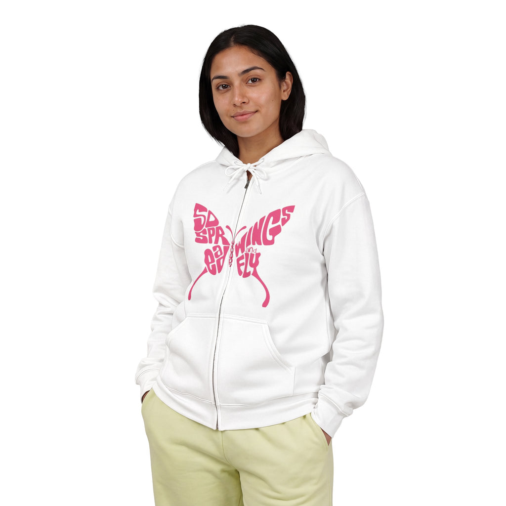 Butterfly Hope Zip Hoodie – "Live for the Hope of It All" Pink Graphic