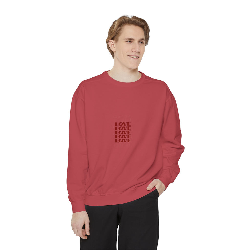 Love Pattern Sweatshirt — Retro Stacked "LOVE" Graphic