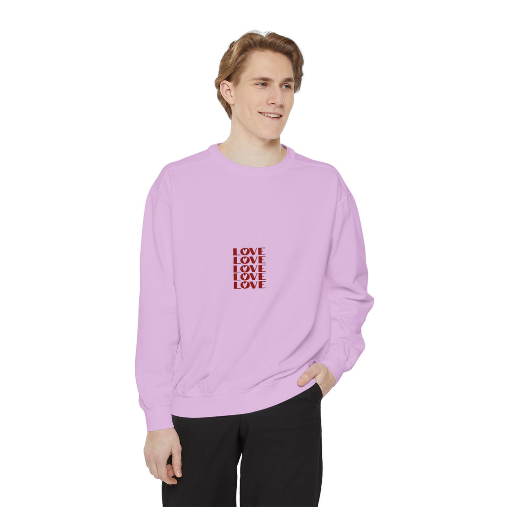 Love Pattern Sweatshirt — Retro Stacked "LOVE" Graphic